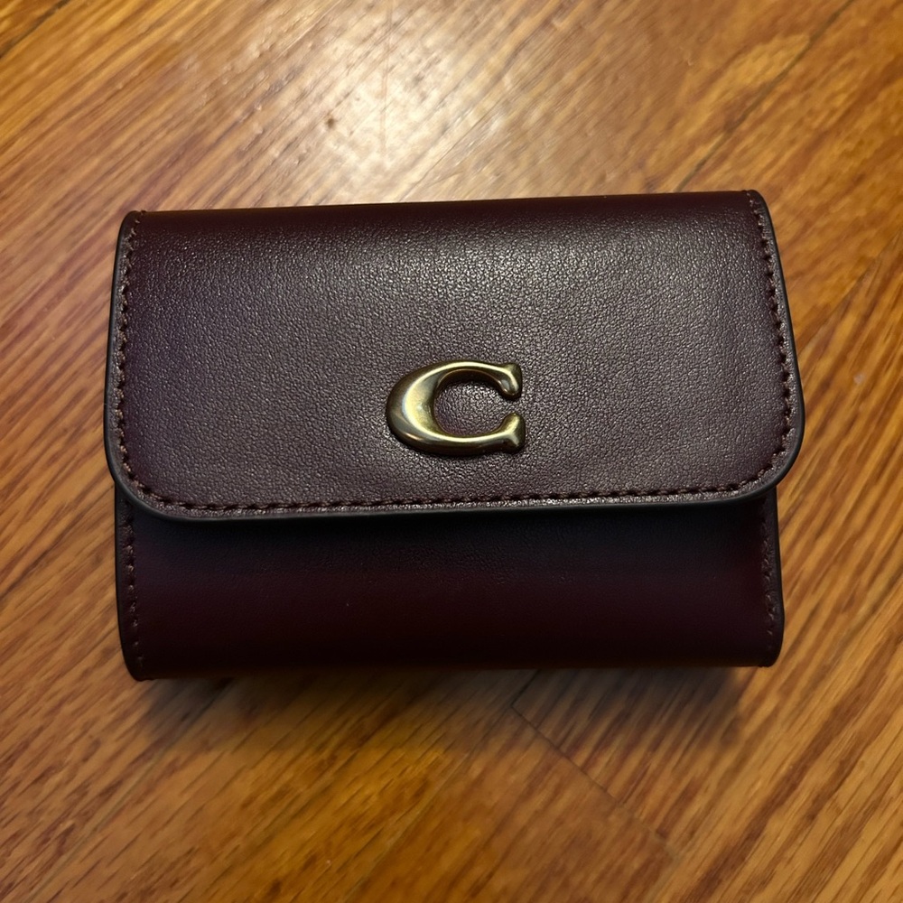 Coach Merlot Leather Wallet with Gold Accent
